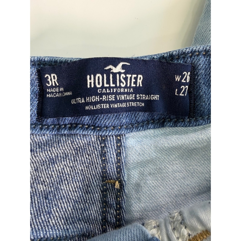 Hollister Ultra High-Rise Vintage Straight Patchwork Colorblock Jeans 3R W26 L27 - Picture 3 of 8